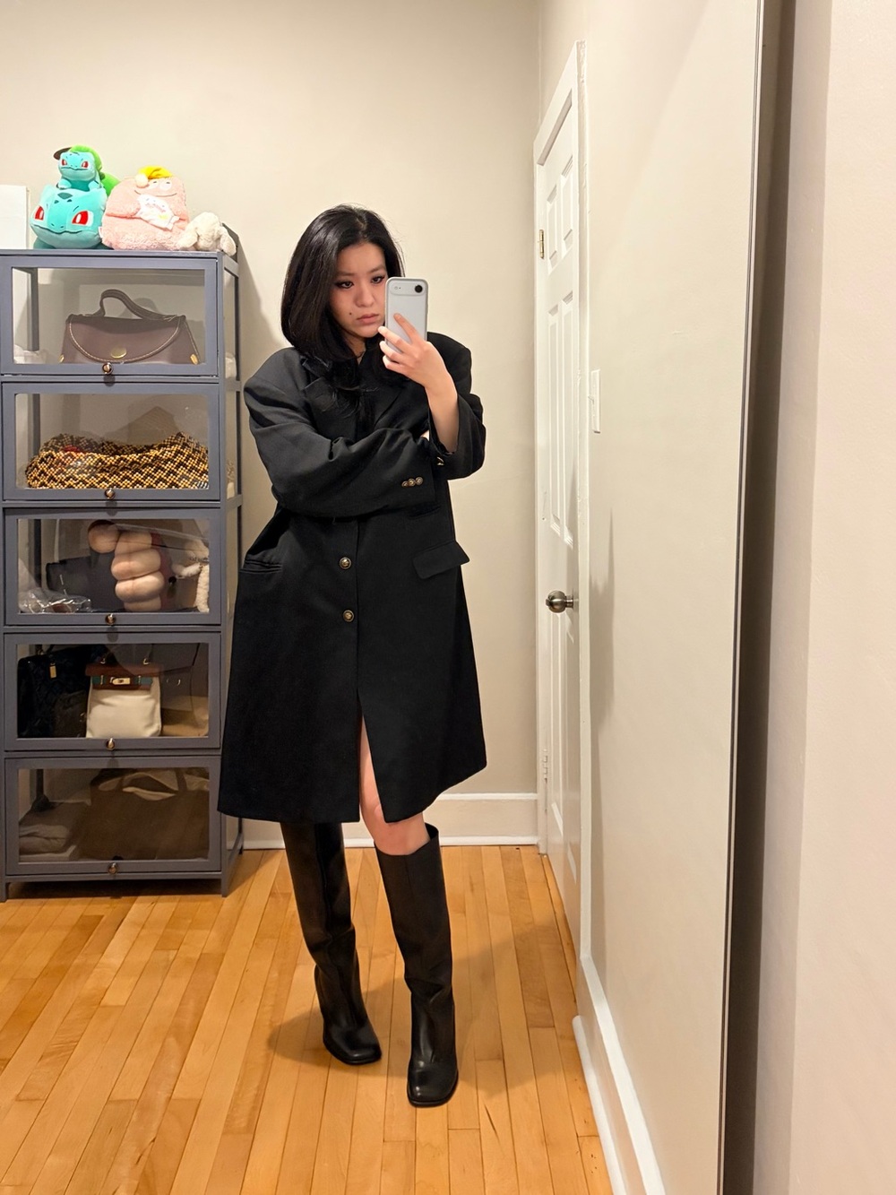 SVC Shop Vintage Collection Retro Oversized Padded Shoulder Blazer Longline Coat